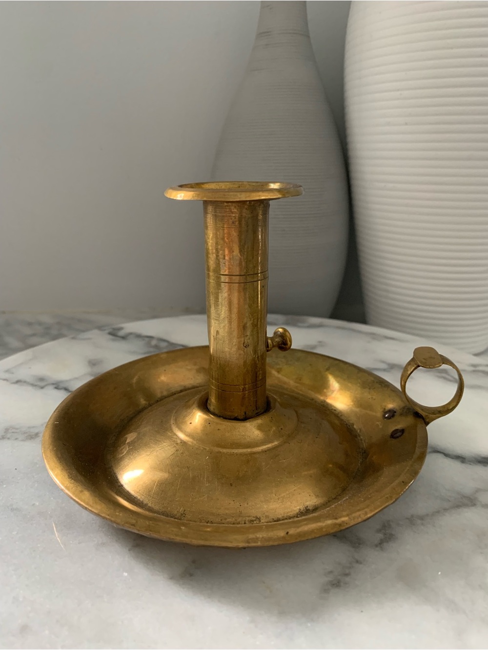 Antique Brass Chamberstick Candle Holder